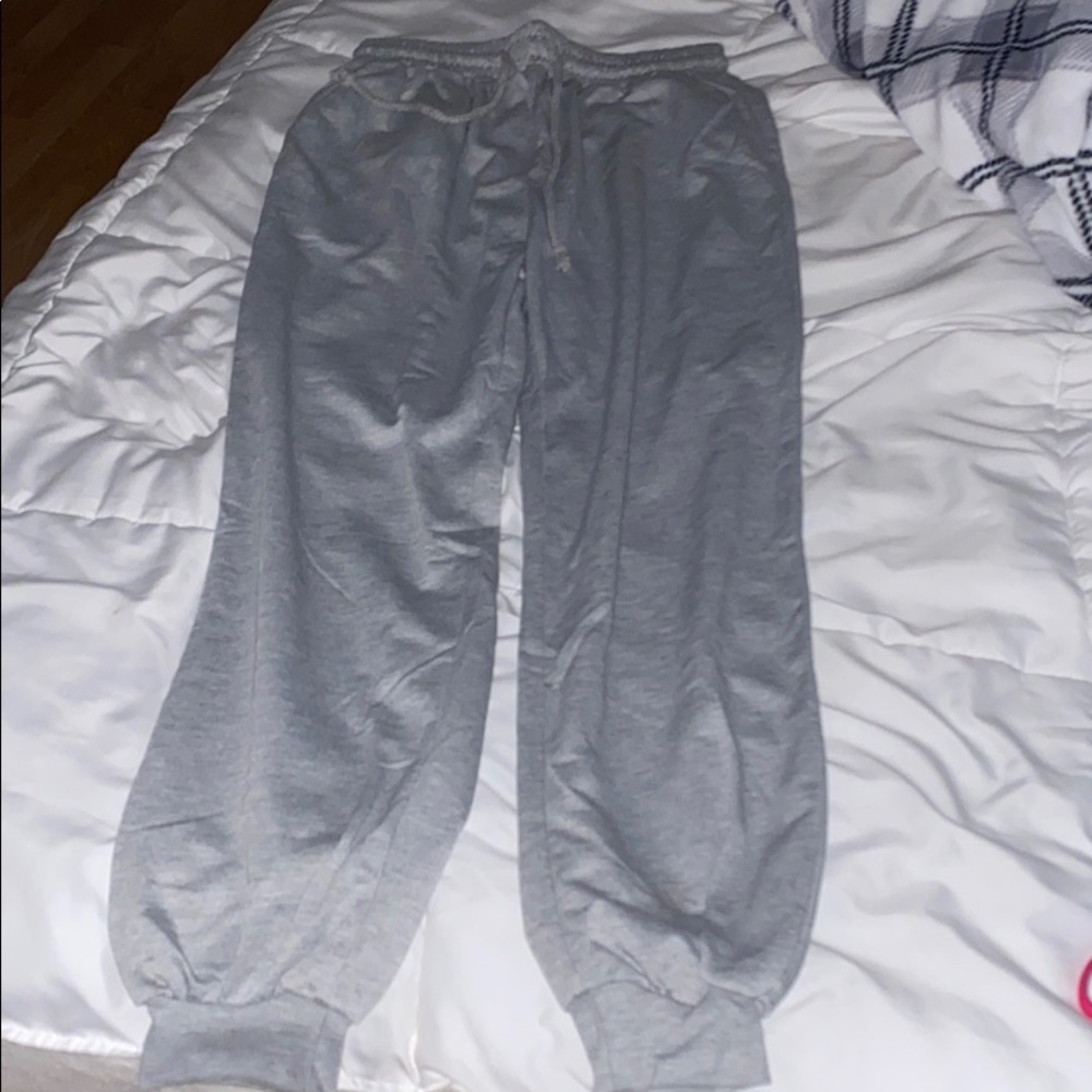 It’s a pair of grey pants for chilling at home.